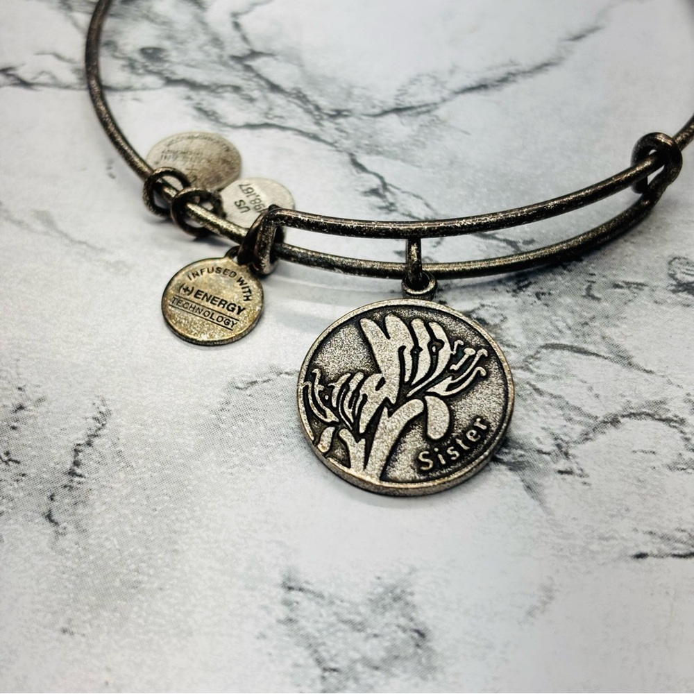 Alex and Ani Sister Flower Signature Charm Bracelet Recycled Jewelry